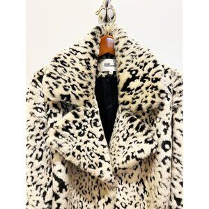 Like-New Diane von Furstenberg Cream Leopard-Print Faux-Fur Coat, Size Small